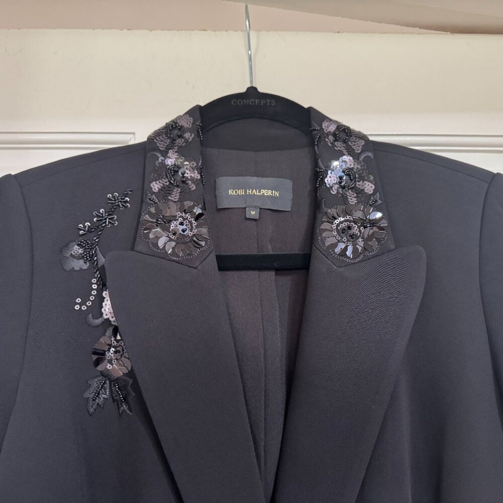 SALE NEW $795 Kobi Halperin Black Jacket with Sequins & Beads sz M